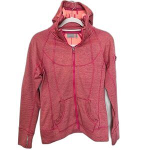 Athleta Small Stripe Strength Hoodie Zip Up Jacket Sweatshirt Pink